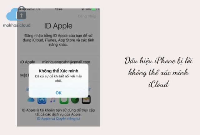 lỗi không thể xác minh icloud
